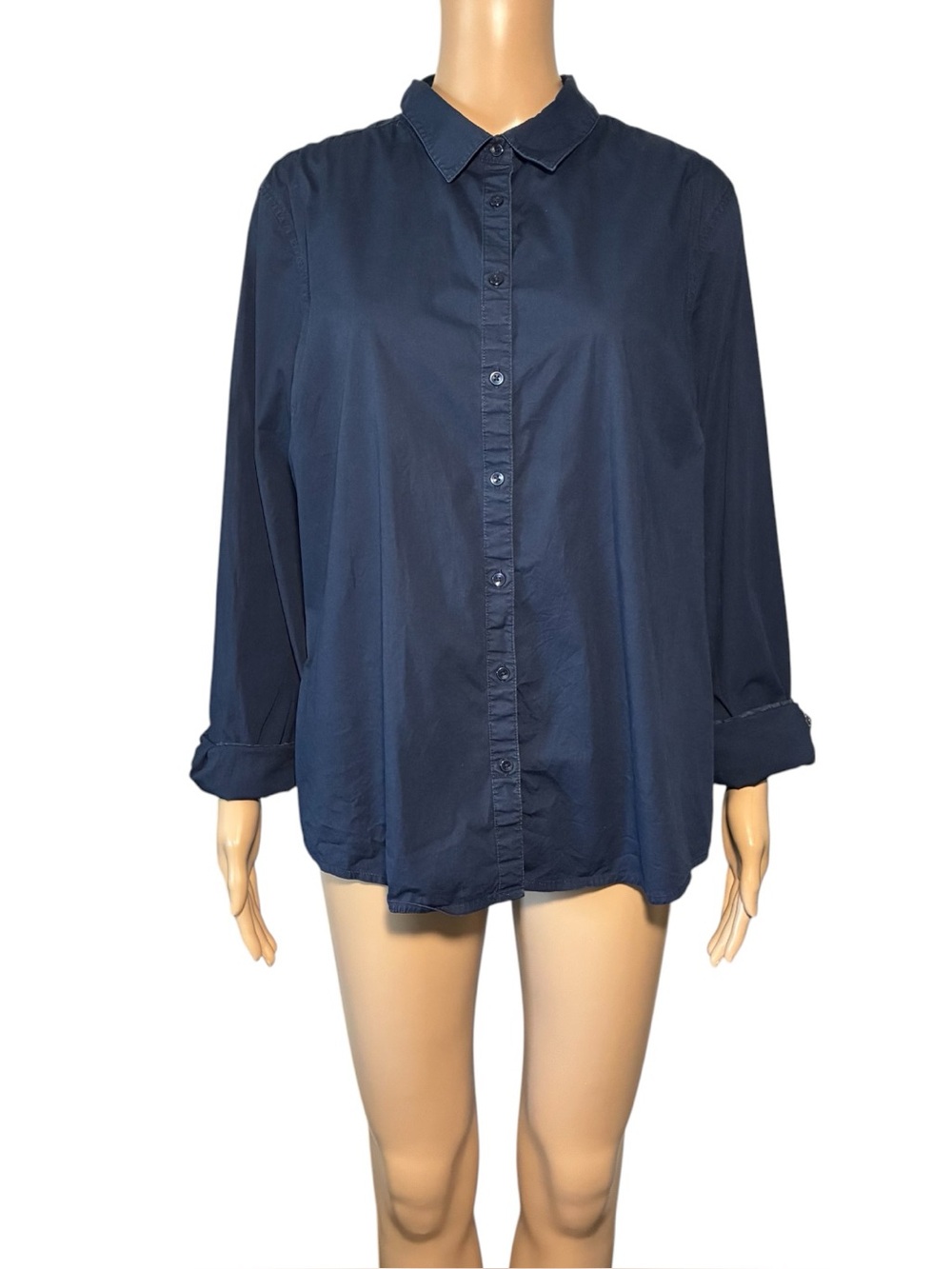 Tommy Hilfiger Women's Button Down Shirt XXL Blue Long Sleeve Stretch Extensible